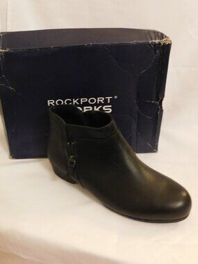 Rockport Works Steel Toe Ankle Boots, Womens Size 9W, Black